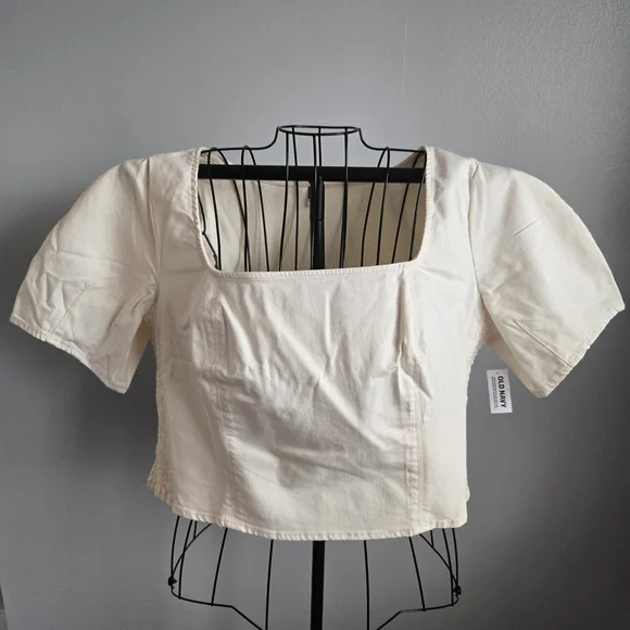 NWT Old Navy Women's Cream Denim Square Neck Top 2X - Picture 3 of 9